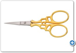 1089
Embroidery Scissors, 9cm, Straight
(Half Gold)